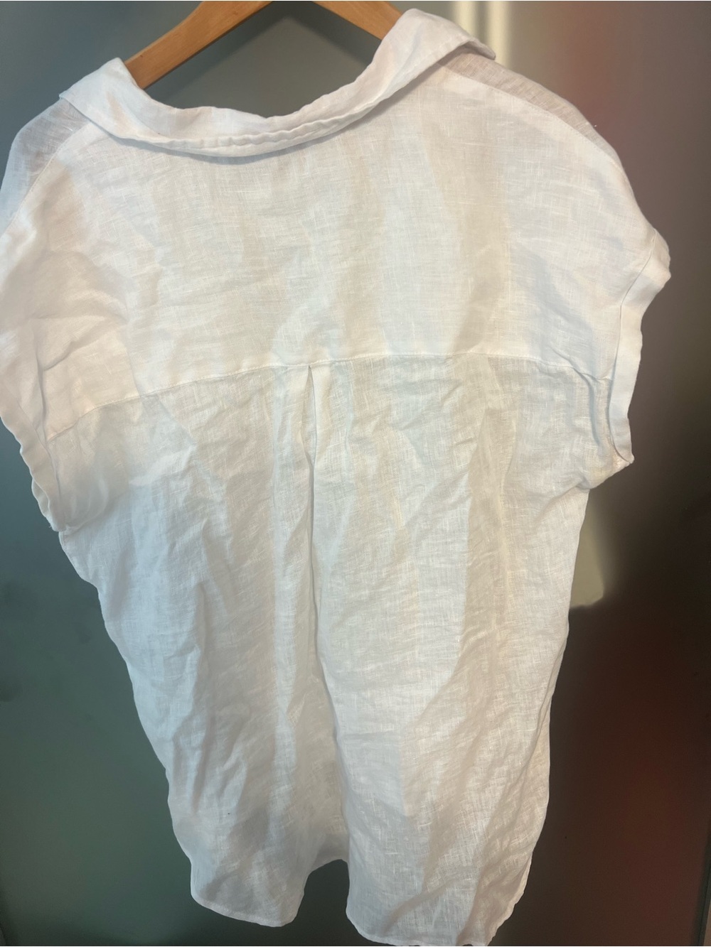 Rachel Zoe White Linen Button-Front Pocket Shirt - Picture 3 of 4